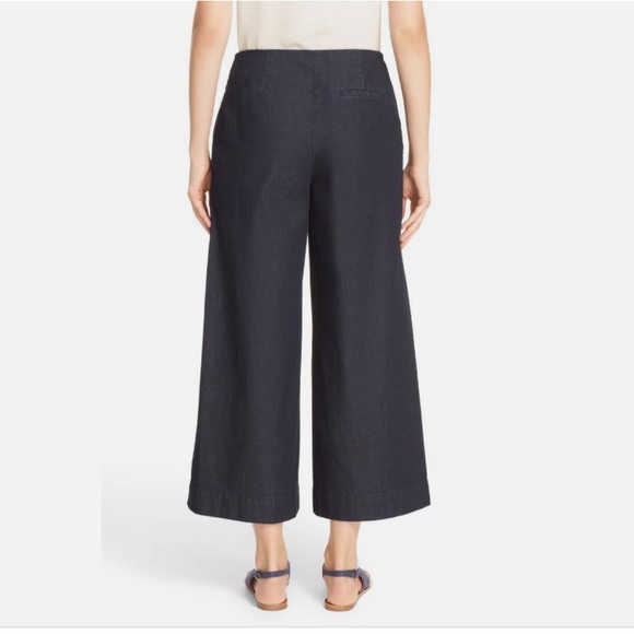 Lafayette 148 Morton Women's denim dark blue Wide-Leg Pants culotte size 14 - Picture 3 of 8